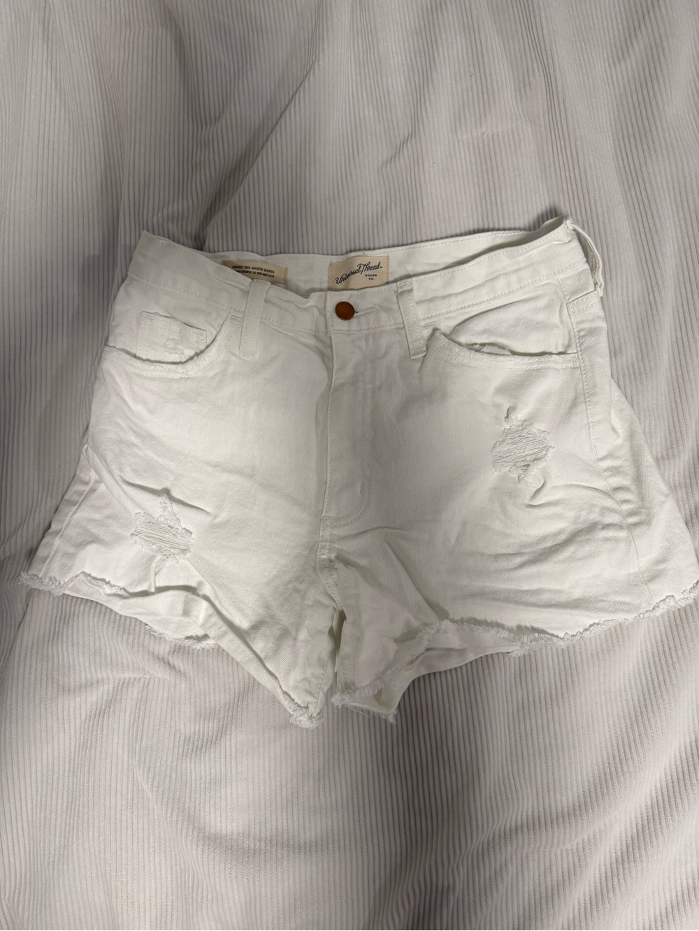 Brand New Universal Threads White High-Rise Distressed Women's Denim Shorts
